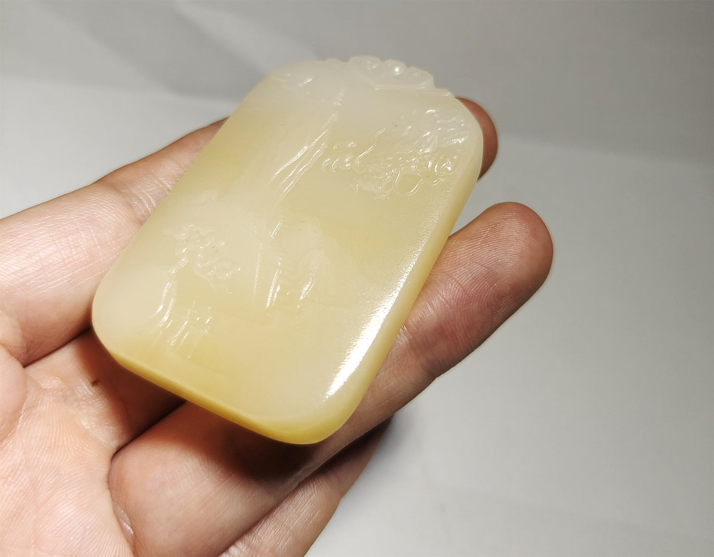 Real Chinese Old Antique White Hetian Jade Landscape Pendant Nephrite Hotan Hill Mountain Tree Bridge Temple hut Dragon Genuine River Pebble Mutton Fat  Authentic natural