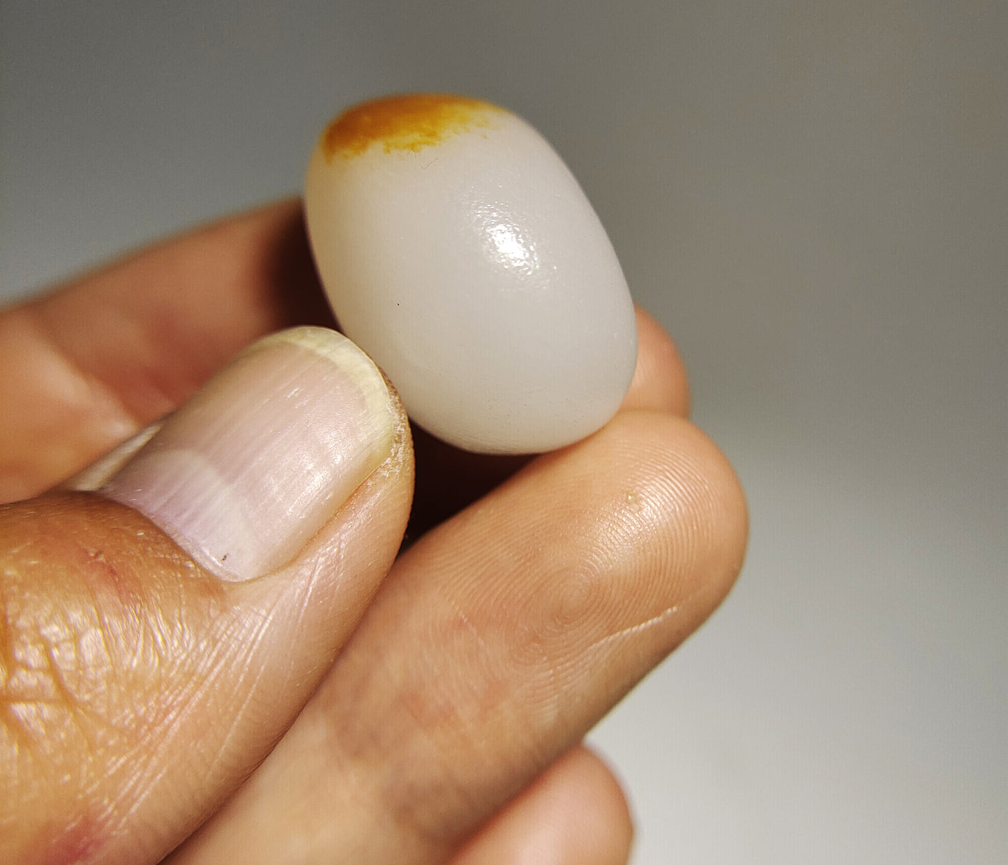 Real Chinese White Hetian Jade Old Antique Nephrite Pendant Hotan Bead River Pebble Mutton Fat Authentic