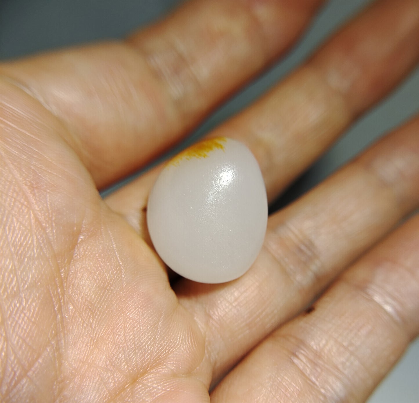 Real Chinese White Hetian Jade Old Antique Nephrite Pendant Hotan Bead River Pebble Mutton Fat Authentic