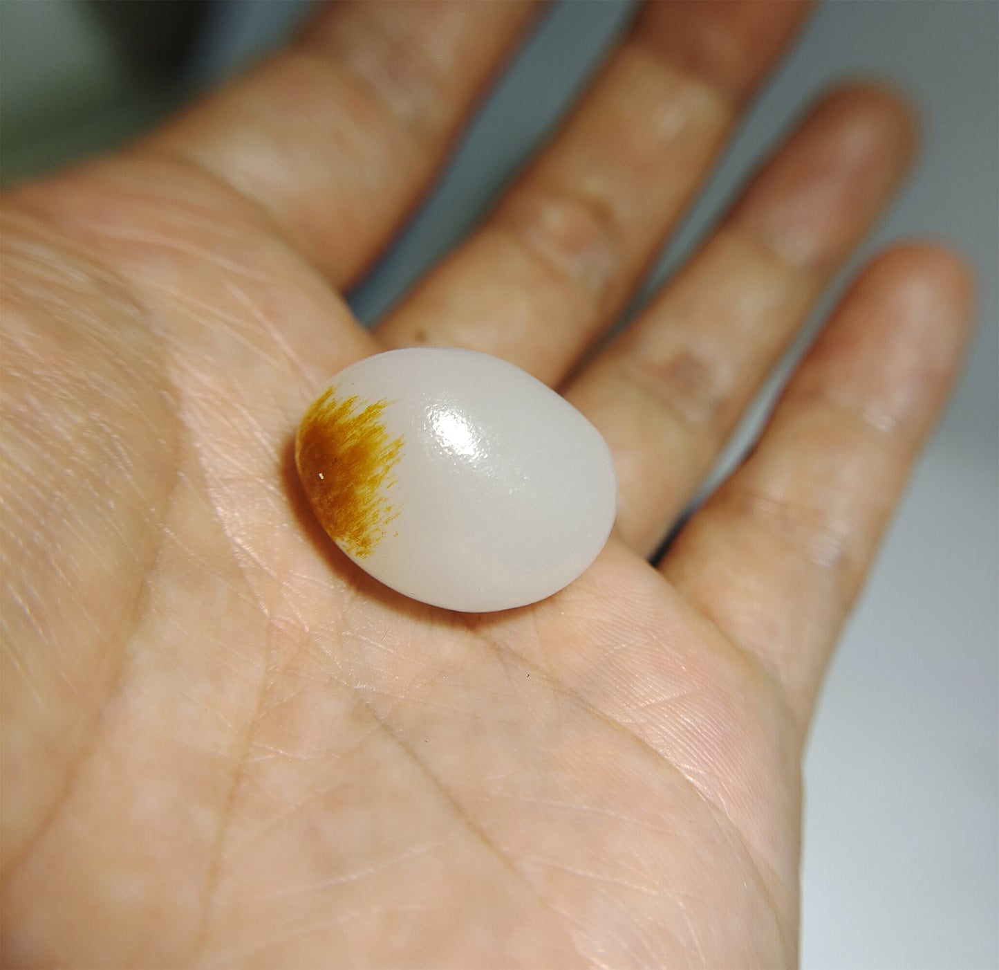 Real Chinese White Hetian Jade Old Antique Nephrite Pendant Hotan Bead River Pebble Mutton Fat Authentic