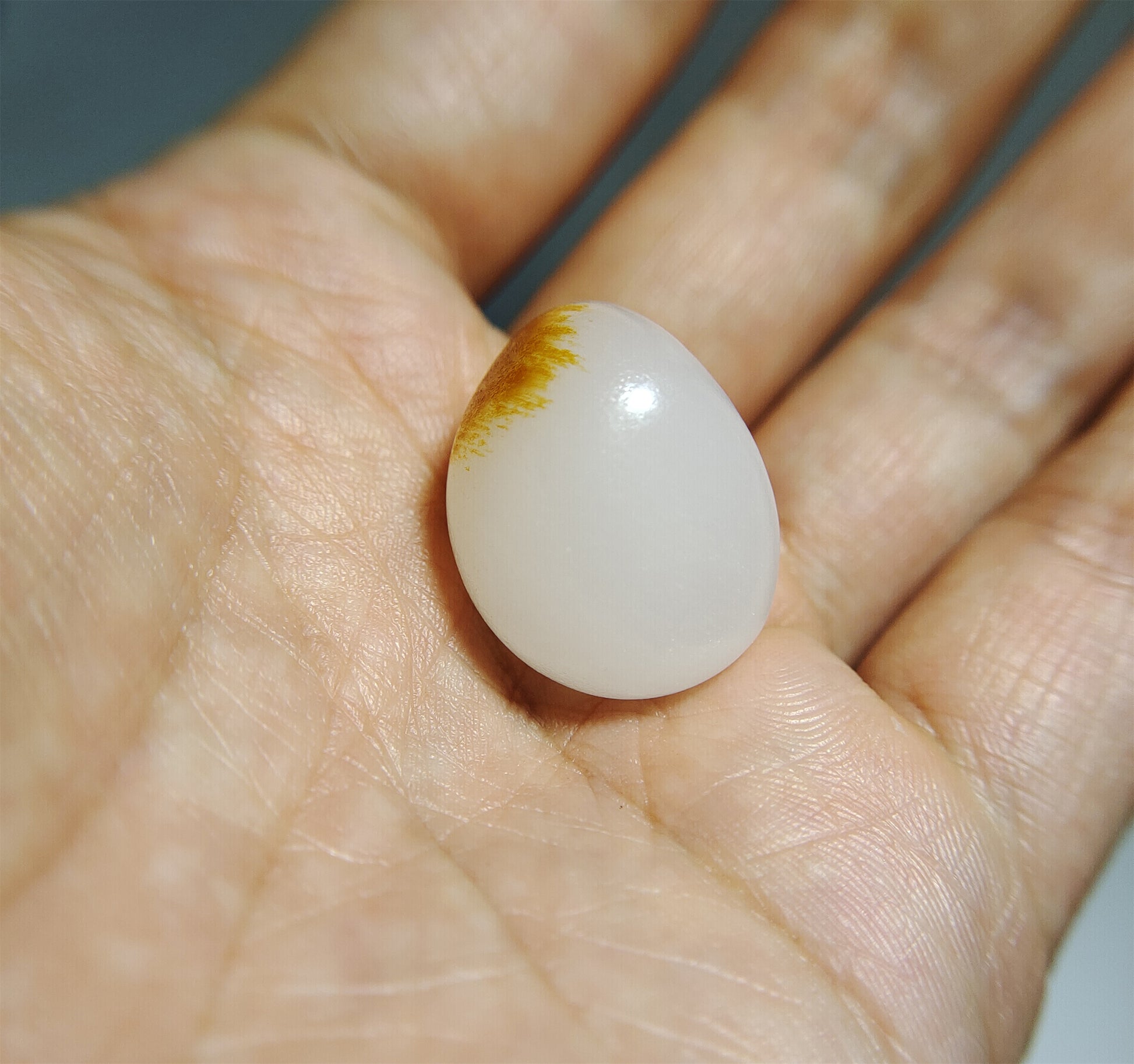 Real Chinese White Hetian Jade Old Antique Nephrite Pendant Hotan Bead River Pebble Mutton Fat Authentic