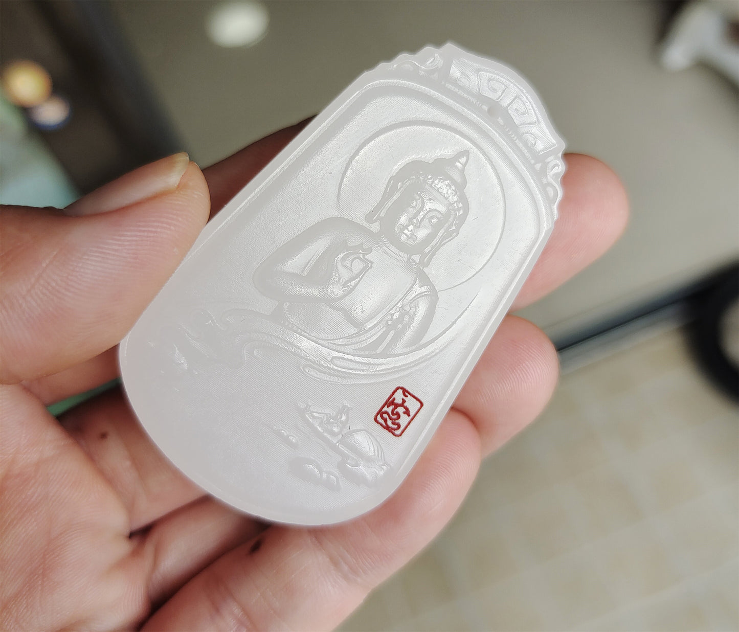 Real Chinese Old Antique White Hetian Jade Shakyamuni Buddha Pendant Nephrite Hotan Guanyin Genuine River Pebble Mutton Fat  Authentic natural