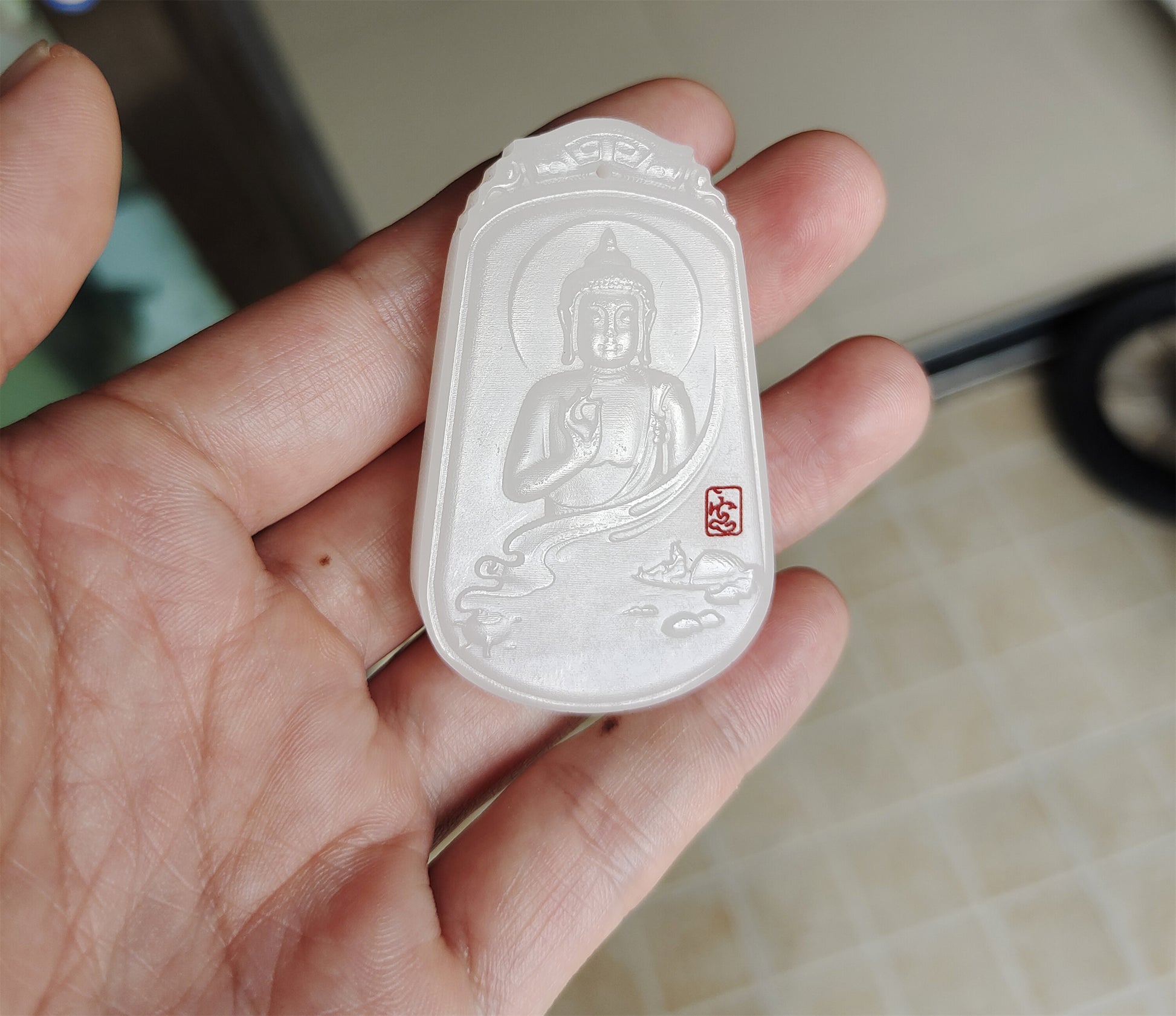 Real Chinese Old Antique White Hetian Jade Shakyamuni Buddha Pendant Nephrite Hotan Guanyin Genuine River Pebble Mutton Fat  Authentic natural