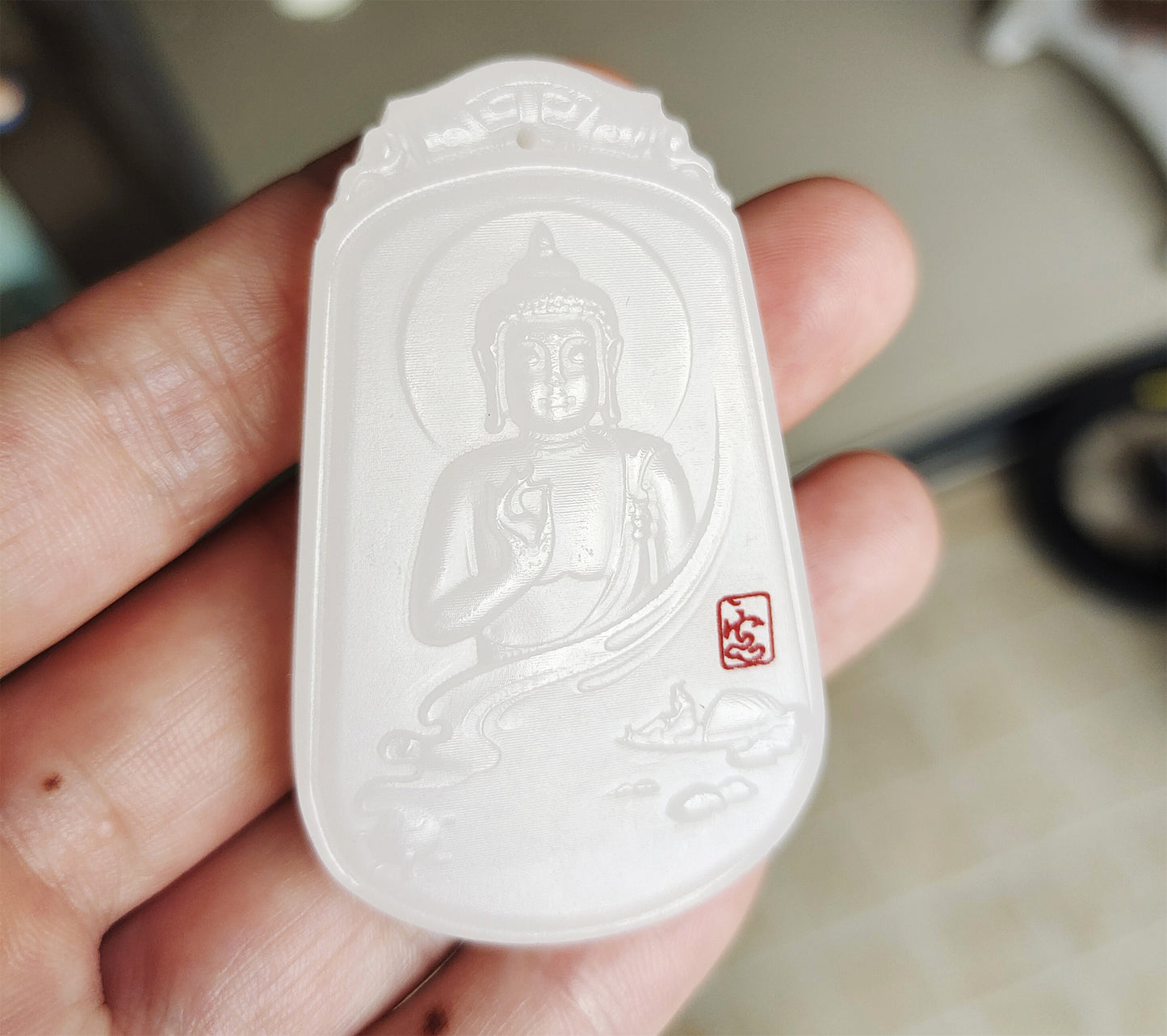 Real Chinese Old Antique White Hetian Jade Shakyamuni Buddha Pendant Nephrite Hotan Guanyin Genuine River Pebble Mutton Fat  Authentic natural