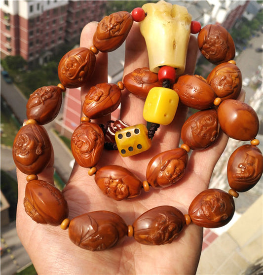 Real Chinese Olive Nut Seed Bracelet 18 Lohan Mala Prayer Beads Arhats Buddha