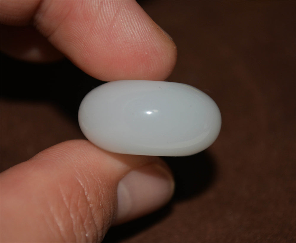 Real Chinese White Hetian Jade Pendant Donut Nephrite Amulet Hotan Bead Genuine River Pebble Mutton Fat Doughnut Authentic natural