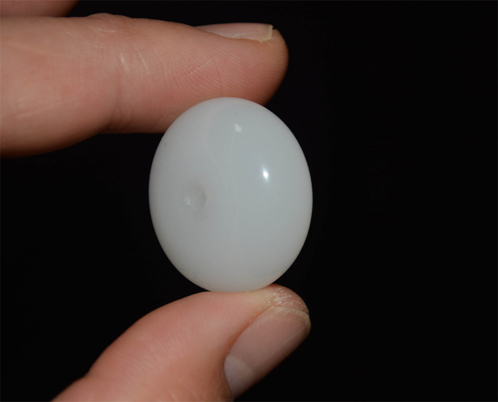 Real Chinese White Hetian Jade Pendant Donut Nephrite Amulet Hotan Bead Genuine River Pebble Mutton Fat Doughnut Authentic natural