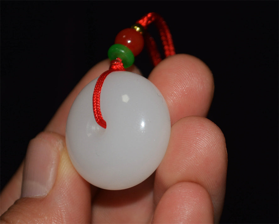 Real Chinese White Hetian Jade Donut Pendant Nephrite Amulet Hotan Bead Genuine River Pebble Mutton Fat Doughnut Authentic natural
