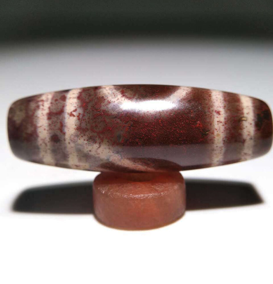 Real Himalayan Ancient Cinnabar Mountain One Eye Dzi Bead Amulet Tibetan Old Antique Agate Nepal Bloodspots 1 Eyed Pure Gzi Pendant Talisman Bracelet