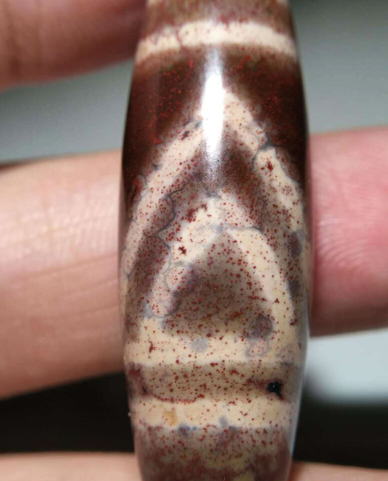 Real Himalayan Ancient Cinnabar Mountain One Eye Dzi Bead Amulet Tibetan Old Antique Agate Nepal Bloodspots 1 Eyed Pure Gzi Pendant Talisman Bracelet