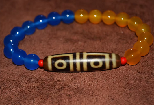 Real Himalayan Ancient Four Eye Dzi Bead Amulet Pendant Tibet Agate Genuine 4 Eyed Pure Gzi Old Antique Talisman