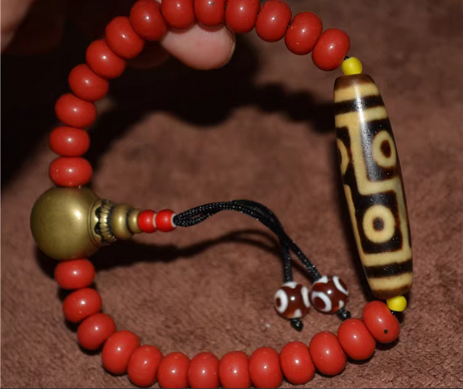 Real Himalayan Ancient Six Eye Dzi Bead Amulet Pendant Tibet Agate Genuine 6 Eyed Pure Gzi Old Antique Talisman