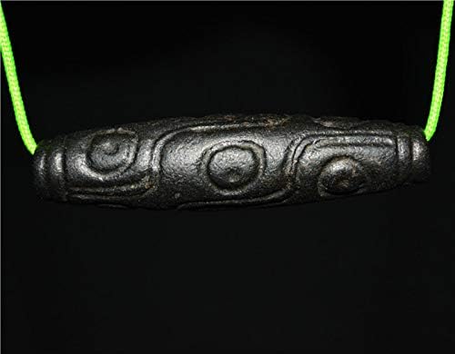 Real Himalayan Ancient Sky Iron Nine Eyes Dzi Bead Amulet Pendant Tibet Thogchag Thokcha 9 Eyed Gzi Old Talisman