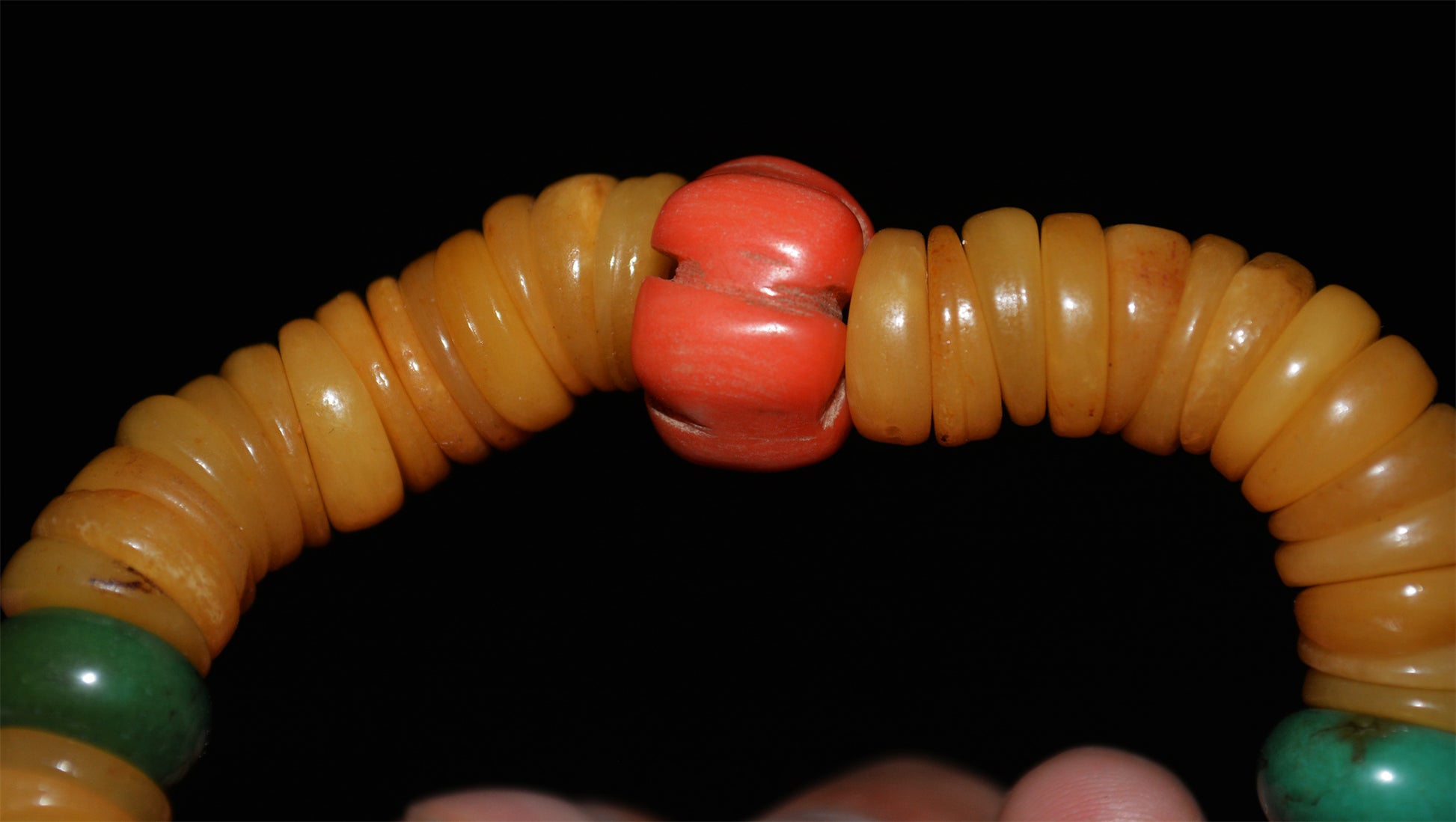 Real Himalayas Old Antique Kapala Bone Mala Prayer Beads Bracelet Rosary Tibetan Amulet Red Coral Turquoise