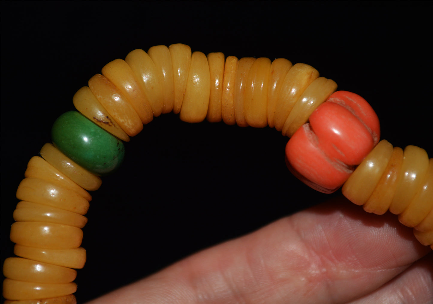 Real Himalayas Old Antique Kapala Bone Mala Prayer Beads Bracelet Rosary Tibetan Amulet Red Coral Turquoise