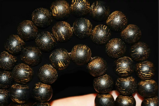 Real Natural Kalimantan Wild Kynam Agarwood Bracelet 108 Mala Prayer Beads Qinan Kinam Aloeswood Genuine Gaharu