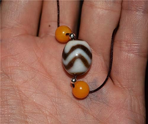 Real Tibetan Ancient Agate Tiger Tooth Dzi Bead Amulet Himalayan Zigzag Water Wave Pure Old Gzi Bracelet Pendant
