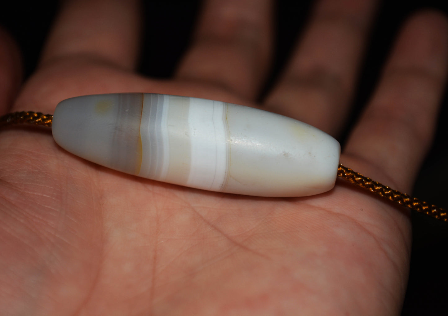 Real Tibetan Ancient Banded Agate Dzi Bead Amulet Pendant Genuine Old Antique Himalaya Sardonyx Talisman Bracelet