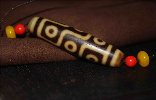 Real Tibetan Ancient Nine Eyes Dzi Bead Amulet Pendant Himalaya Genuine Old Antique Agate Nepal 9 Eyed Pure Gzi