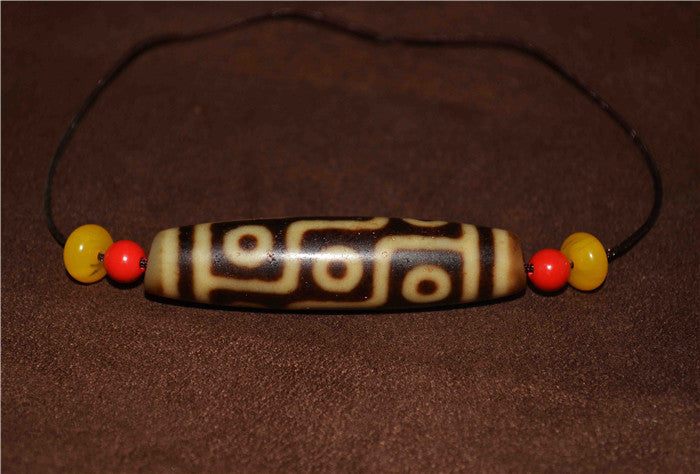 Real Tibetan Ancient Nine Eyes Dzi Bead Amulet Pendant Himalaya Genuine Old Antique Agate Nepal 9 Eyed Pure Gzi
