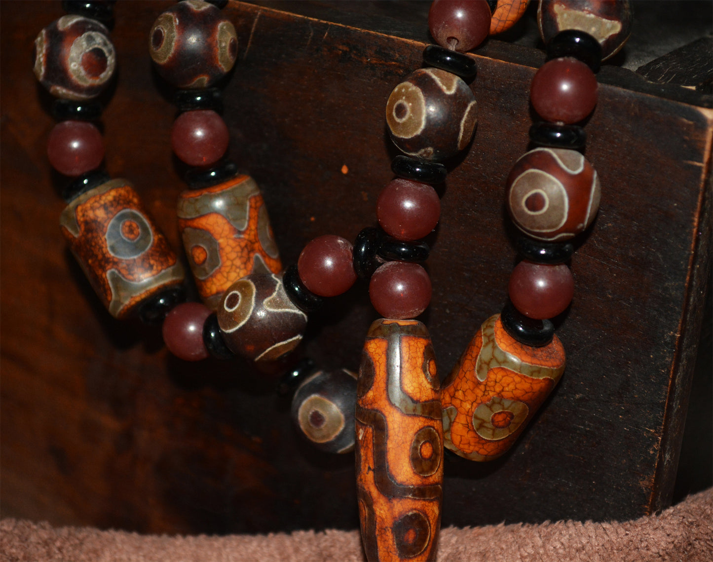 Real Tibetan Ancient Nine Three Eyes Dzi Bead Mala Prayer Beads Amulet Necklace Himalayas Genuine Agate Pure Gzi