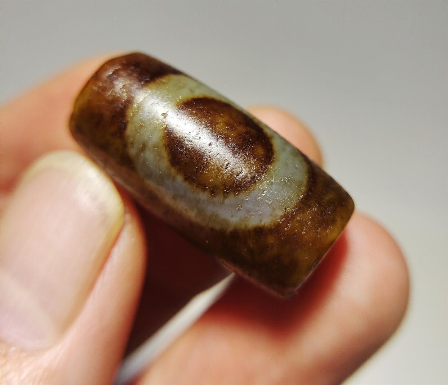 Real Himalaya Ancient One Eye Swastika Dzi Bead Pendant Amulet Tibetan Pure Gzi Genuine Old Antique Agate Talisman
