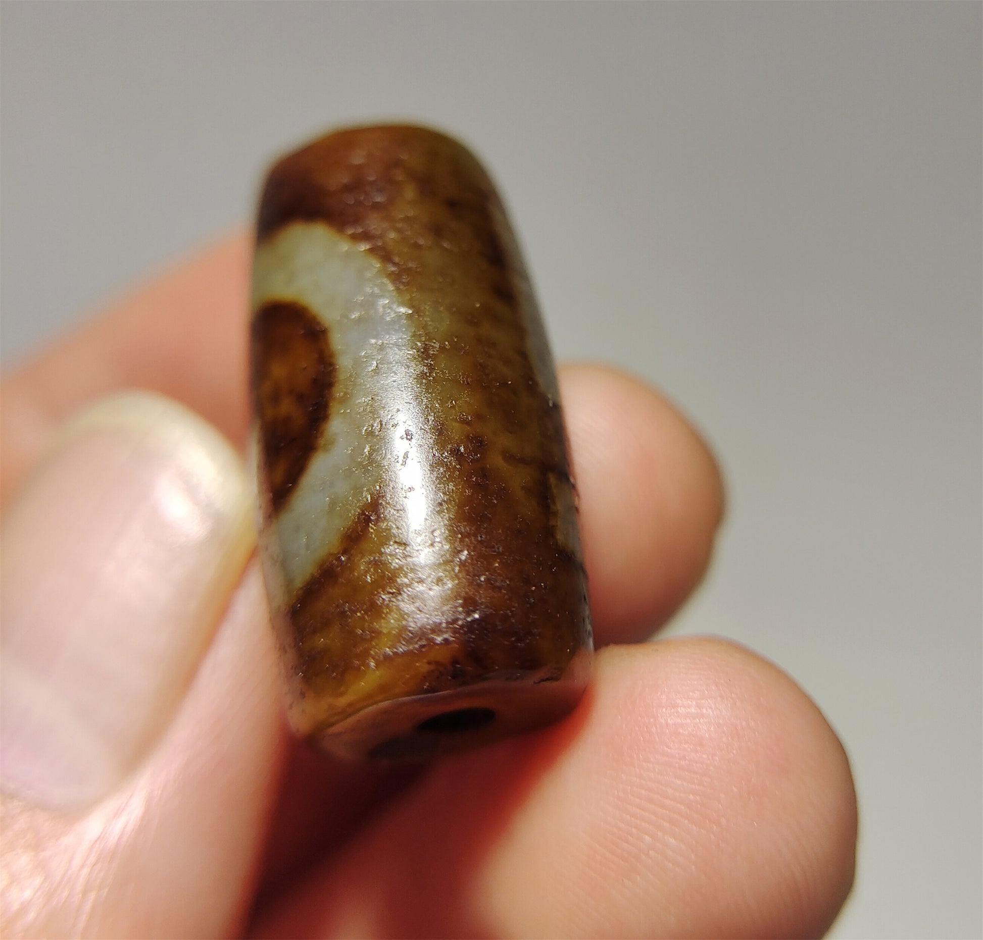 Real Himalaya Ancient One Eye Swastika Dzi Bead Pendant Amulet Tibetan Pure Gzi Genuine Old Antique Agate Talisman