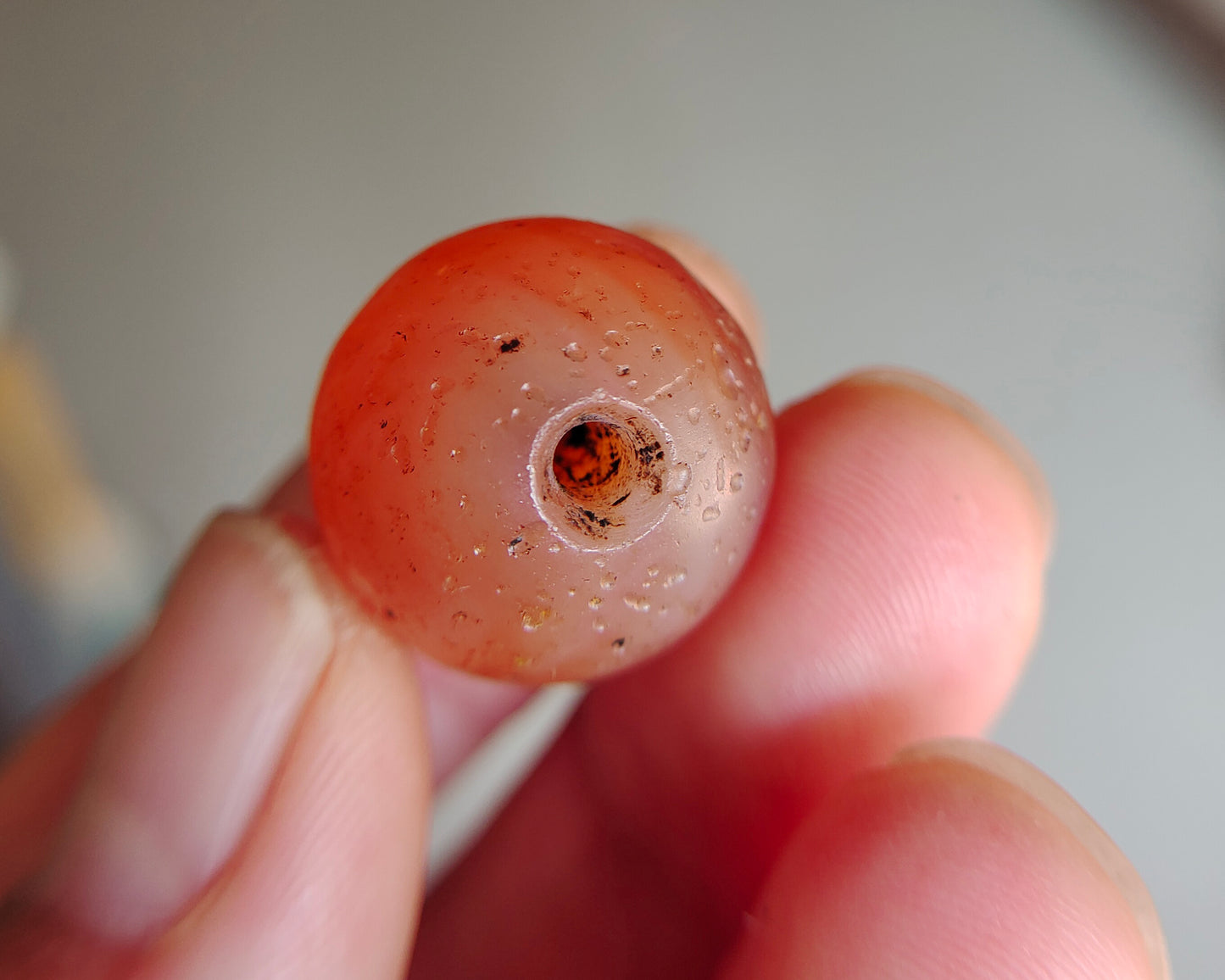 Real Tibetan Ancient Pema Raka Agate Bead Nanhong Red Carnelian Pendant Himalayan Old Genuine Amulet 20mm