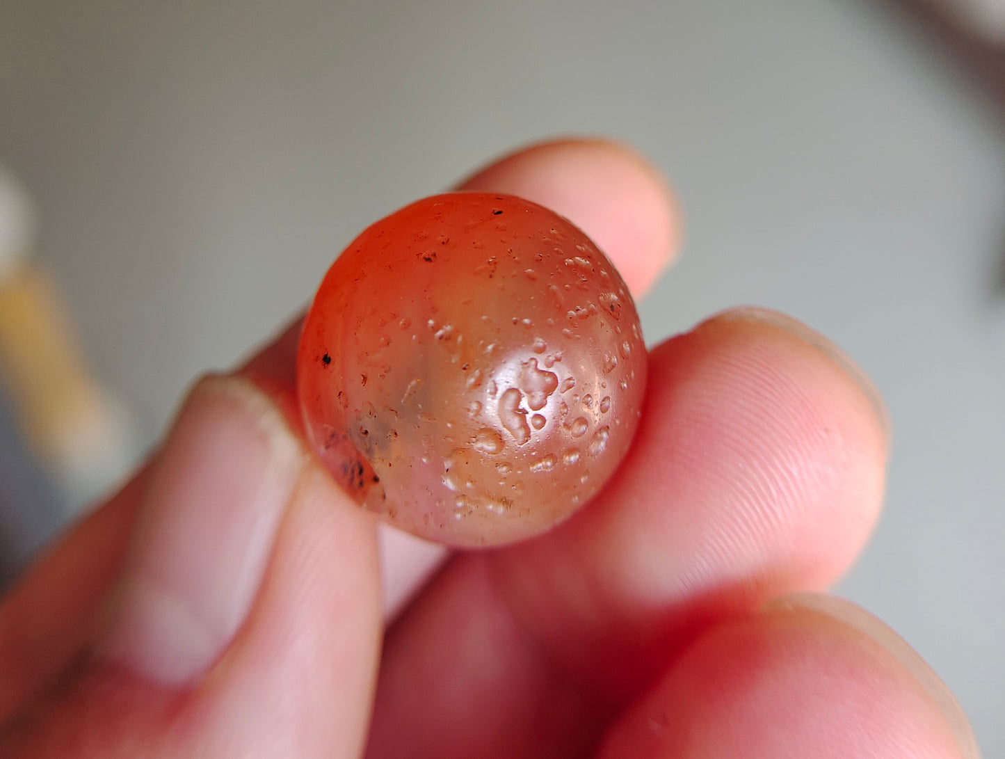 Real Tibetan Ancient Pema Raka Agate Bead Nanhong Red Carnelian Pendant Himalayan Old Genuine Amulet 20mm