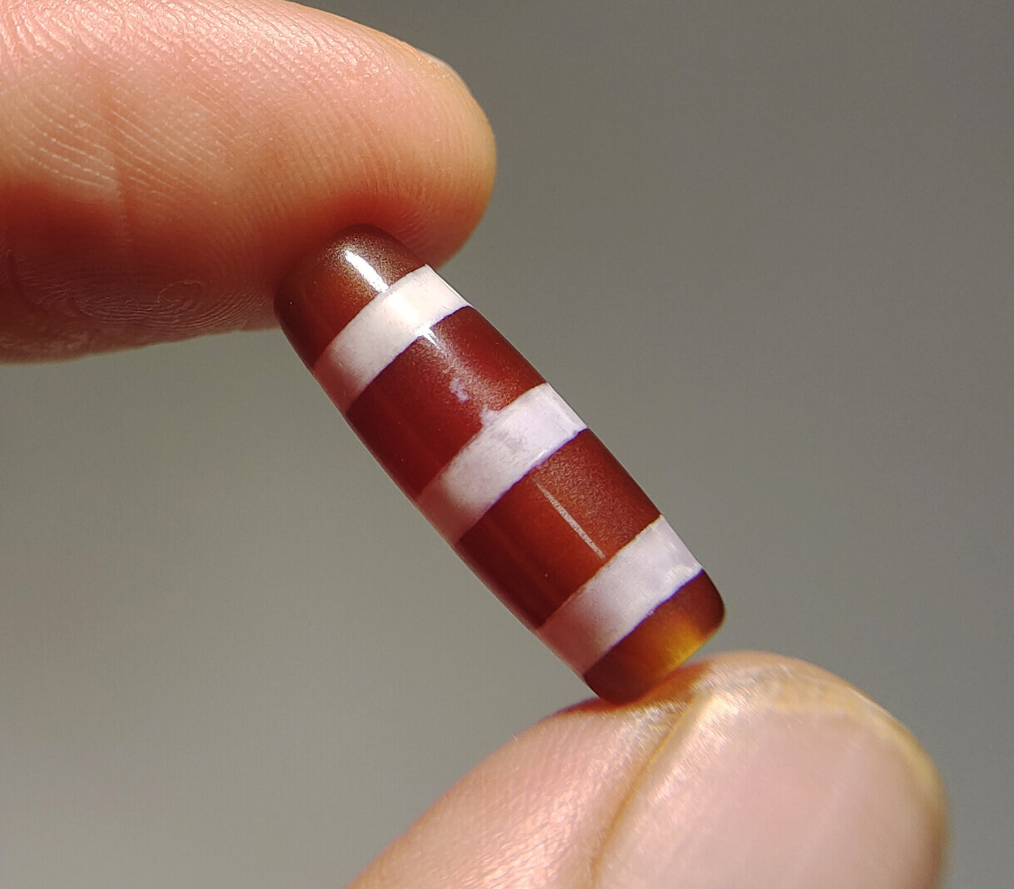 Real Tibetan Ancient Three Stripes Dzi Bead Amulet Himalaya Agate Pure 3 Striped Gzi Tibet Lucky Talisman