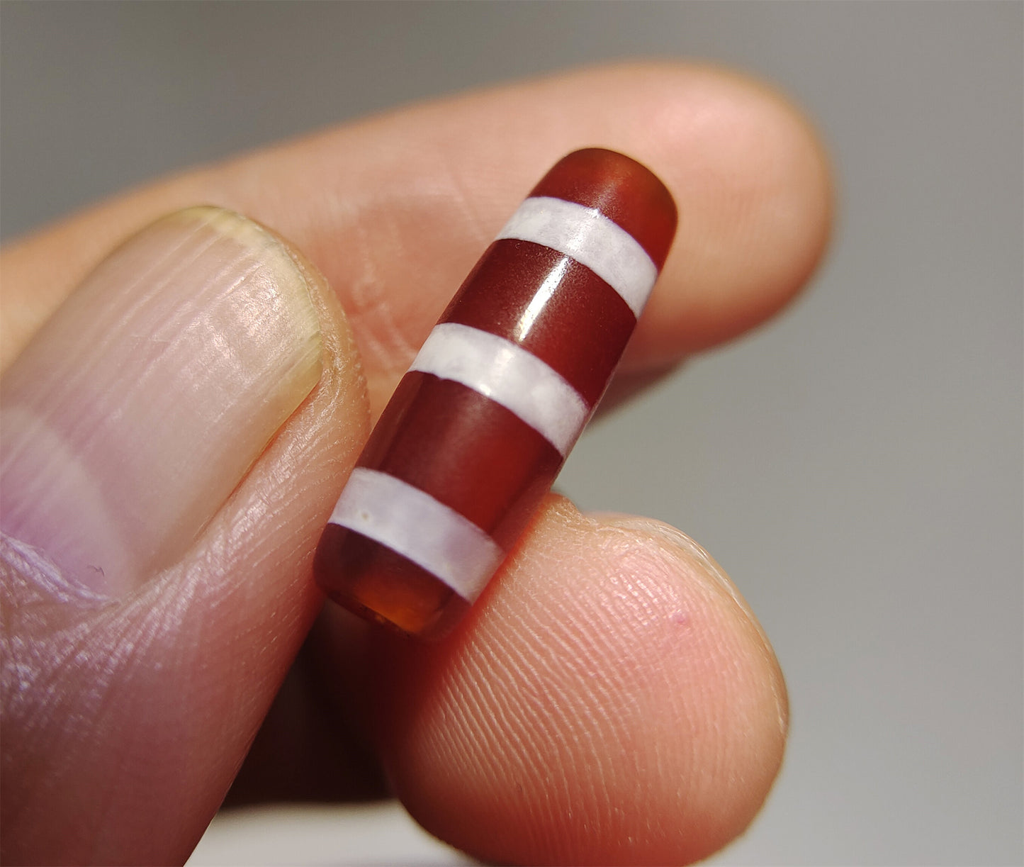 Real Tibetan Ancient Three Stripes Dzi Bead Amulet Himalaya Agate Pure 3 Striped Gzi Tibet Lucky Talisman