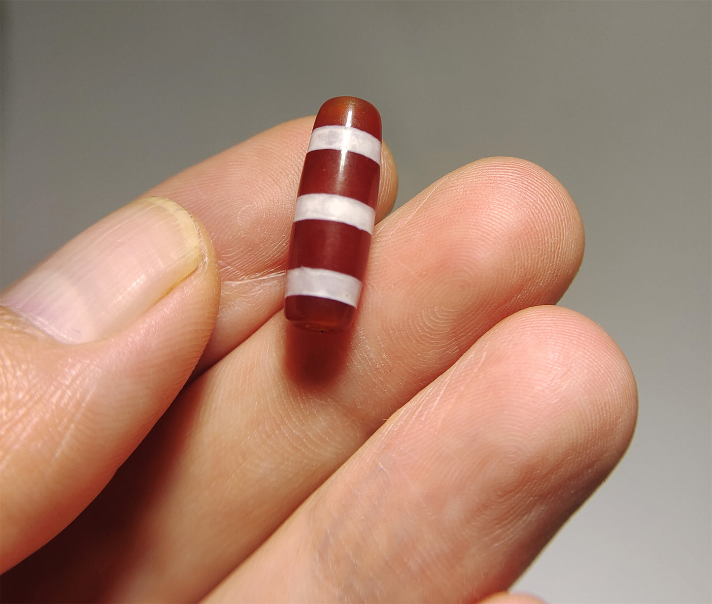 Real Tibetan Ancient Three Stripes Dzi Bead Amulet Himalaya Agate Pure 3 Striped Gzi Tibet Lucky Talisman