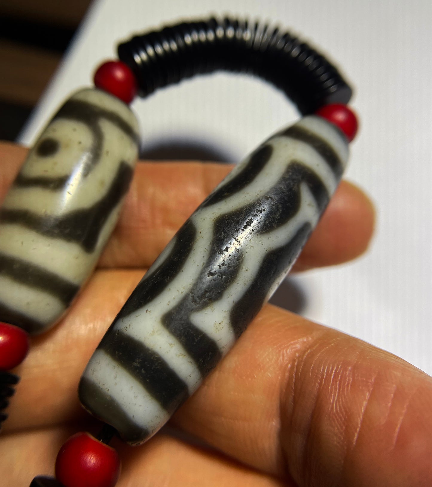 Real Tibetan Ancient Three Two Eye Dzi Bead Amulet Pendant Himalaya Agate Genuine 2 Eyed Pure Gzi Old Antique Talisman