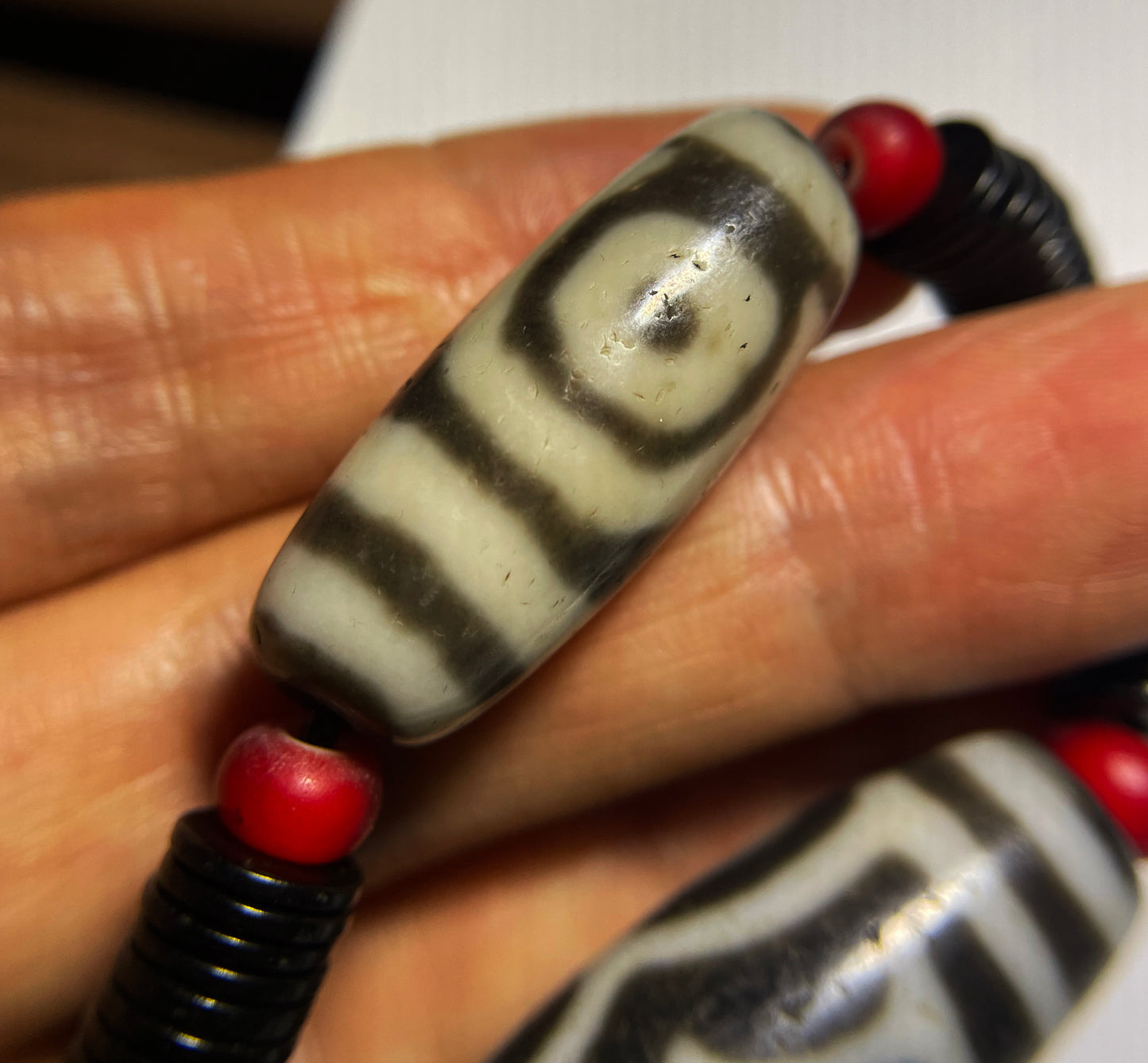 Real Tibetan Ancient Three Two Eye Dzi Bead Amulet Pendant Himalaya Agate Genuine 2 Eyed Pure Gzi Old Antique Talisman