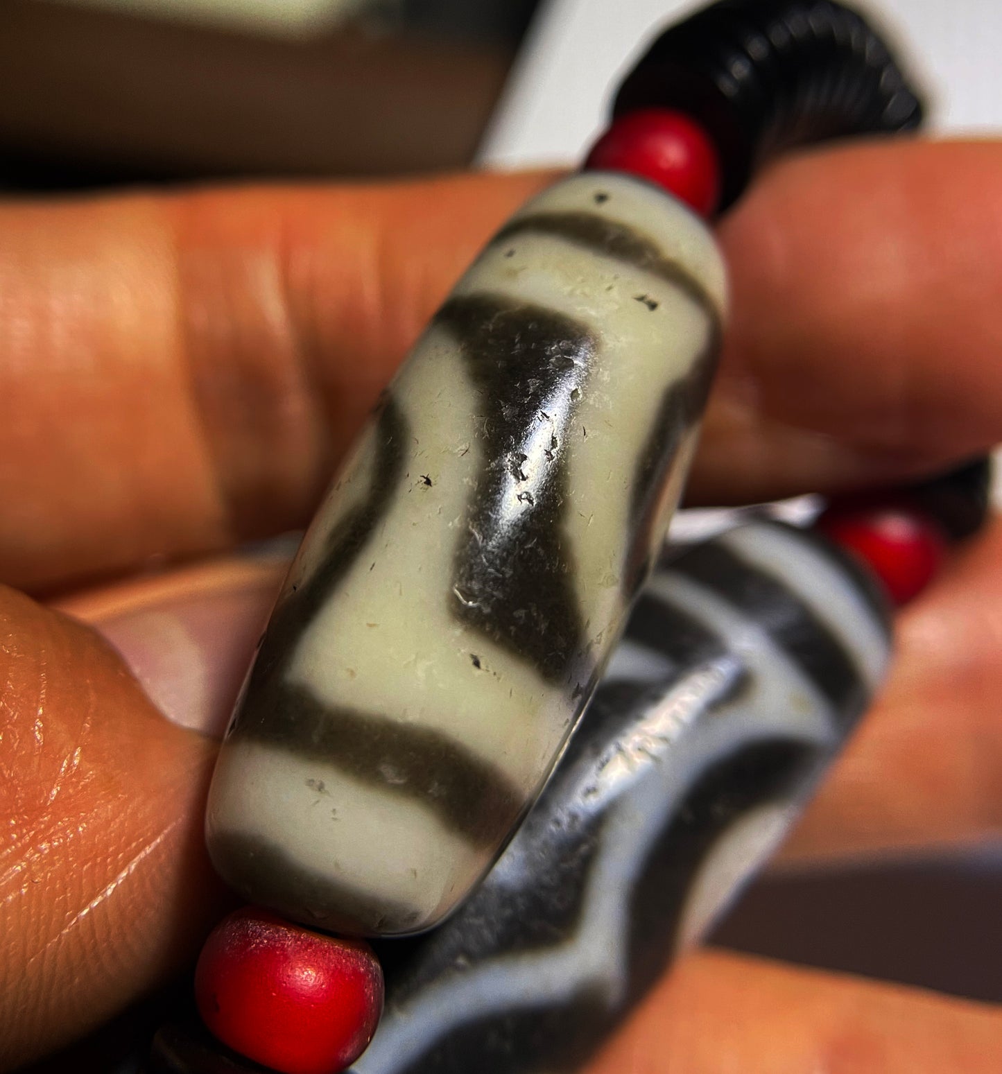 Real Tibetan Ancient Three Two Eye Dzi Bead Amulet Pendant Himalaya Agate Genuine 2 Eyed Pure Gzi Old Antique Talisman