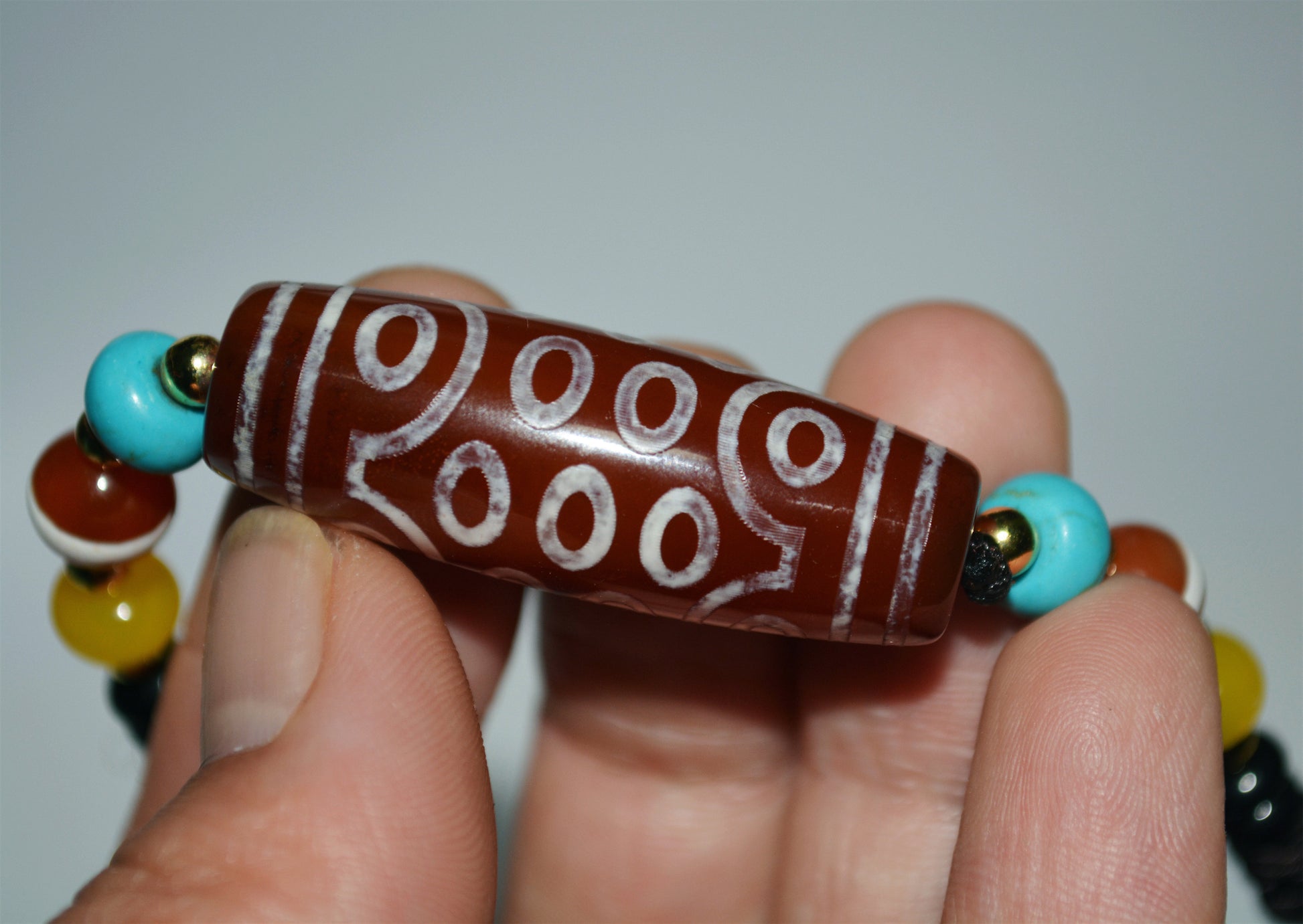 Real Himalaya Old Twenty One Eyed Dzi Bead Amulet Tibetan Pure 21 Eyes Gzi Pendant Genuine Antique Agate Talisman Bracelet