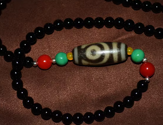 Real Tibetan Ancient Two Eyes Dzi Bead Amulet Pendant Himalayan Agate Genuine 2 Eyed Pure Gzi Old Antique Talisman