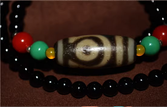 Real Tibetan Ancient Two Eyes Dzi Bead Amulet Pendant Himalayan Agate Genuine 2 Eyed Pure Gzi Old Antique Talisman
