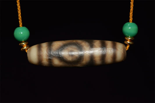 Real Tibetan Ancient Two Eye Dzi Bead Amulet Pendant Genuine Old Antique Himalaya Agate Nepal 2 Eyed Pure Gzi Talisman Bracelet