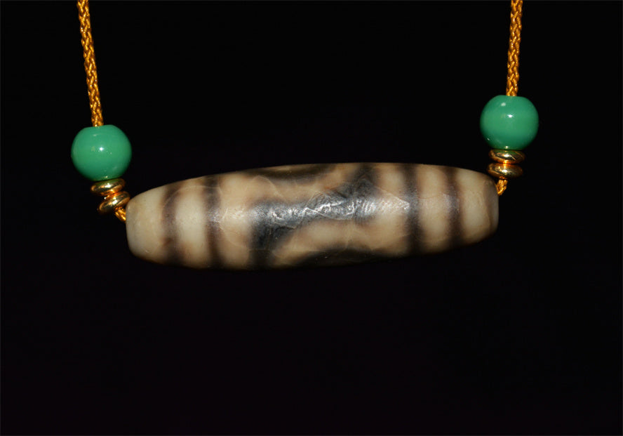 Real Tibetan Ancient Two Eye Dzi Bead Amulet Pendant Genuine Old Antique Himalaya Agate Nepal 2 Eyed Pure Gzi Talisman Bracelet