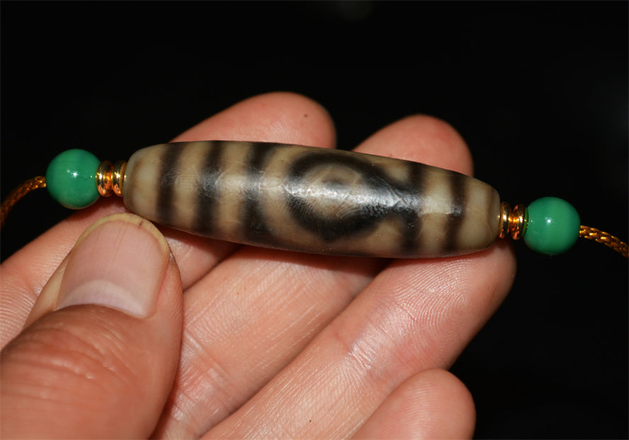 Real Tibetan Ancient Two Eye Dzi Bead Amulet Pendant Genuine Old Antique Himalaya Agate Nepal 2 Eyed Pure Gzi Talisman Bracelet