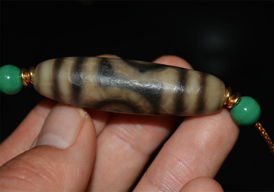 Real Tibetan Ancient Two Eyes Dzi Bead Amulet Pendant Genuine Old Antique Himalaya Agate Nepal 2 Eyed Pure Gzi Talisman Bracelet