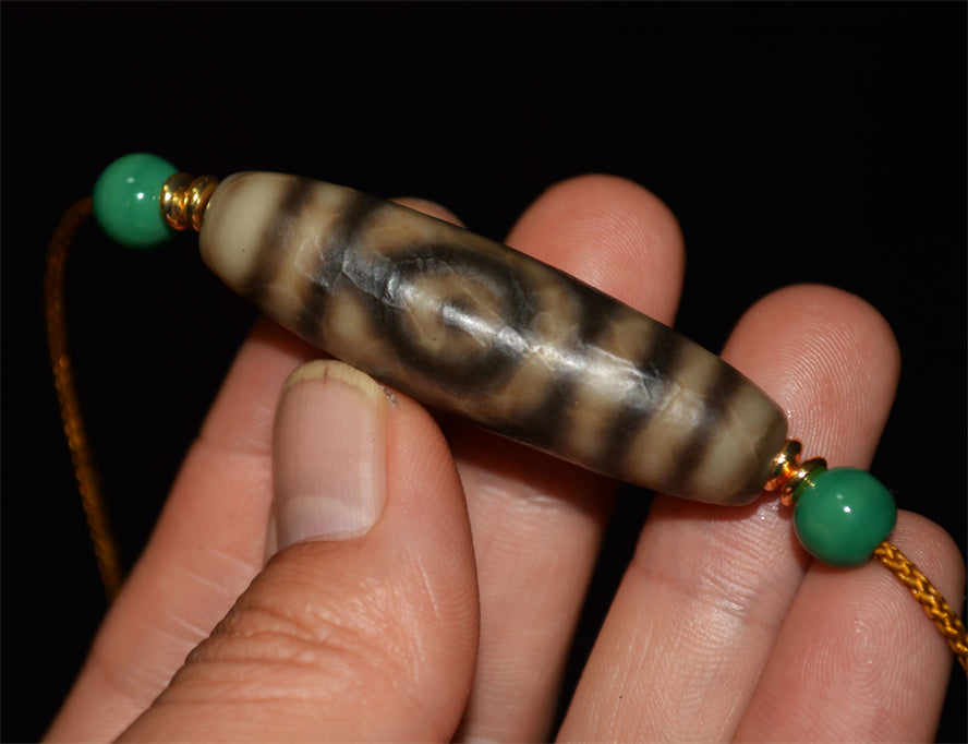 Real Tibetan Ancient Two Eyes Dzi Bead Amulet Pendant Genuine Old Antique Himalaya Agate Nepal 2 Eyed Pure Gzi Talisman Bracelet