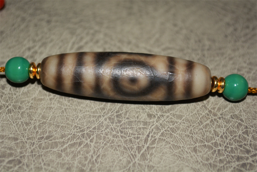 Real Tibetan Ancient Two Eyes Dzi Bead Amulet Pendant Genuine Old Antique Himalaya Agate Nepal 2 Eyed Pure Gzi Talisman Bracelet