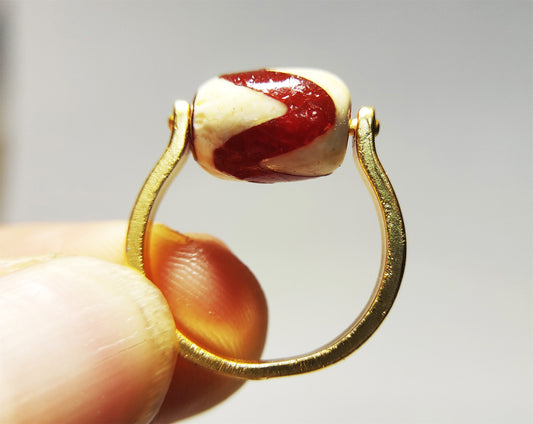 Real Tibetan Ancient Water Wave Dzi Bead Ring Amulet Himalaya Tiger Tooth Pure Gzi Genuine Old Antique Agate Talisman Bracelet