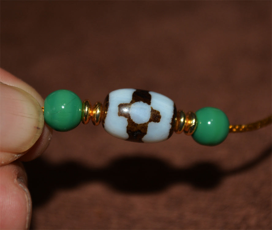 Real Tibetan Antique Three Eyes Dzi Bead Amulet Himalaya Pure 3 Eyed Gzi Pendant Genuine Old Antique Agate Talisman