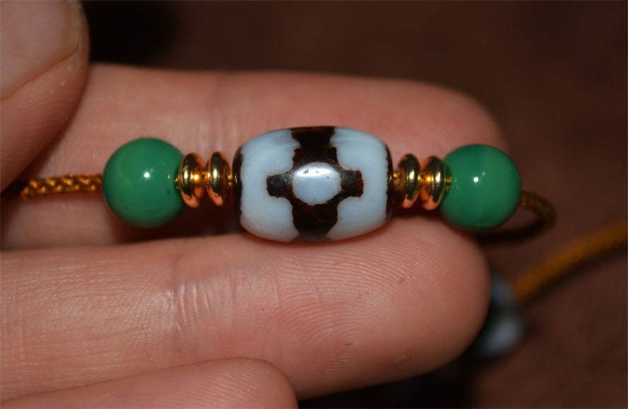 Real Tibetan Antique Three Eyes Dzi Bead Amulet Himalaya Pure 3 Eyed Gzi Pendant Genuine Old Antique Agate Talisman