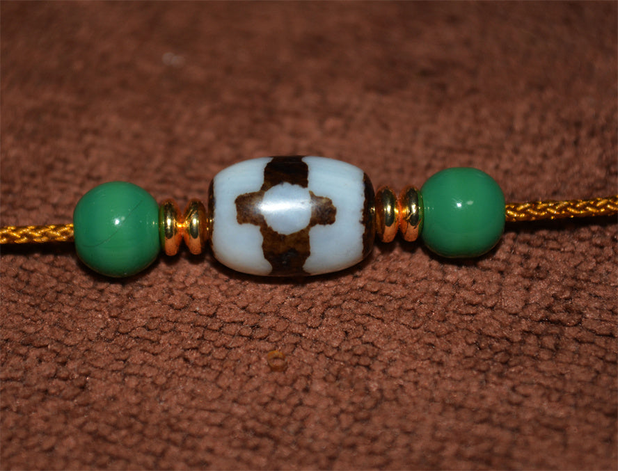 Real Tibetan Antique Three Eyes Dzi Bead Amulet Himalaya Pure 3 Eyed Gzi Pendant Genuine Old Antique Agate Talisman