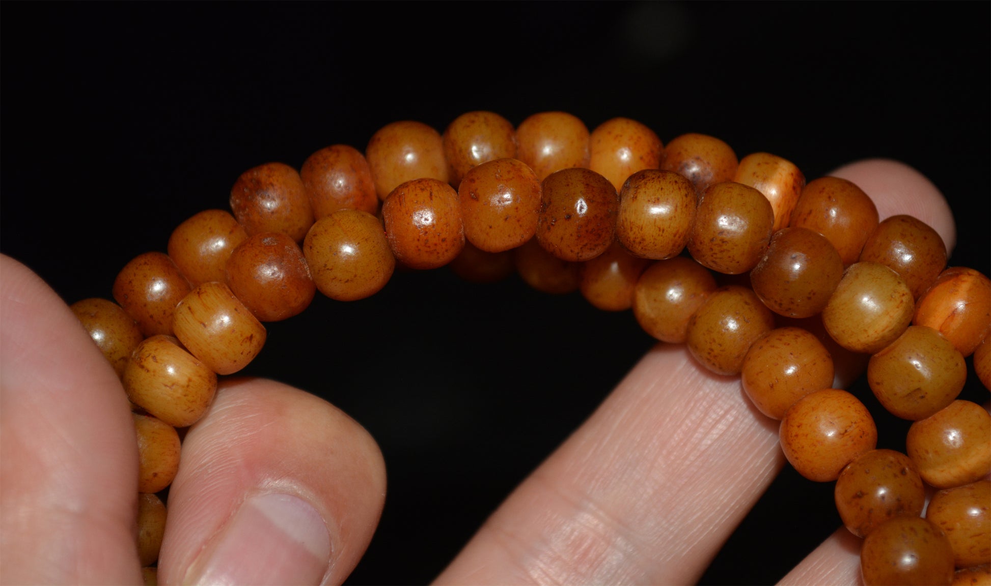 Real Tibetan Antique Kapala Bone Bracelet Old Mala Prayer Beads Tibet Genuine Talisman Rosary