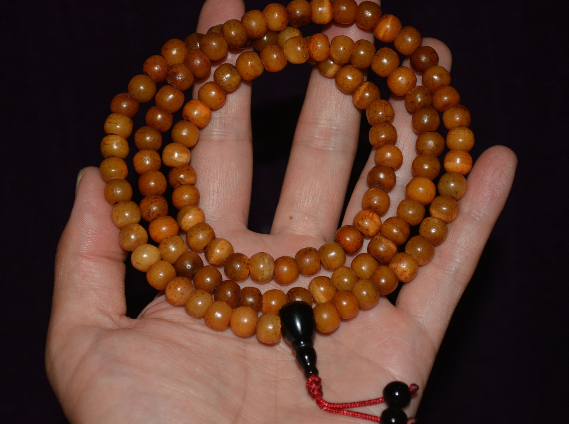Real Tibetan Antique Kapala Bone Bracelet Old Mala Prayer Beads Tibet Genuine Talisman Rosary